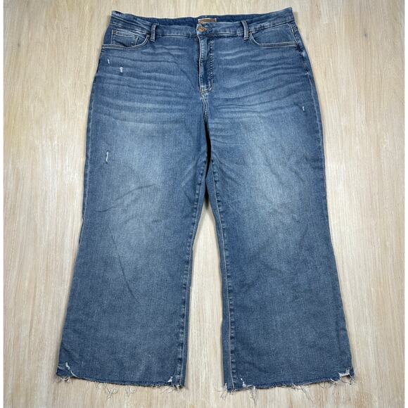 Kut from the Kloth Meg High Rise Fab Ab Wide Leg Fray Ankle Denim Jeans 20W - Picture 1 of 16